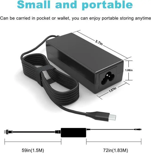 Alt view image 5 of 6 - 45W Chromebook Charger USB-C for HP Chromebook 14 11 11A G6 G7 G8 G9 EE X360 Lenovo/Dell/Acer, USB C Chromebook Charger Replacement for Samsung/Asus Chromebook Charging Cord