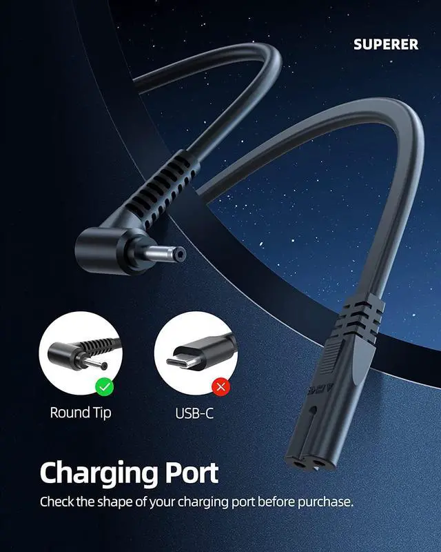 Alt view image 3 of 7 - 48W AC Charger Fit for LG Gram 15 17 15Z95N 17Z90N 17Z95N 17Z90N-R.ARS6U1 17Z95N-G.AAS7U1 15Z95N-G.AAC6U1 15Z95N-G.APS5U1 15Z95N-H.AAC8U1 15Z95N-H.AAS8U1 Laptop Power Supply Adapter Cord