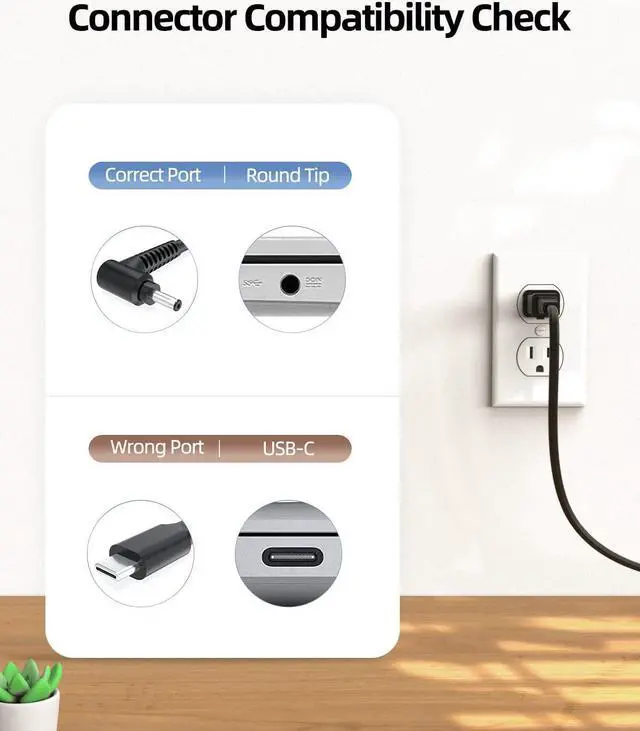 Alt view image 3 of 7 - Charger Fit for LG Gram Laptop - (Safety Certified by UL)(Round Tip)