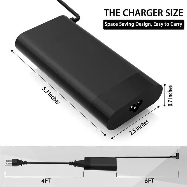 Alt view image 3 of 7 - 150W 7.7A AC Adapter Charger Fit for HP Pavilion Gaming 15 17 Laptop, Zbook 15 G3 G4 G5 G6, OMEN 15 17, TPN-DA03, TPN-DA09, 775626-003 Laptop Power Supply Cord