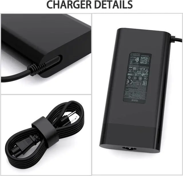 Alt view image 5 of 7 - 150W 7.7A AC Adapter Charger Fit for HP Pavilion Gaming 15 17 Laptop, Zbook 15 G3 G4 G5 G6, OMEN 15 17, TPN-DA03, TPN-DA09, 775626-003 Laptop Power Supply Cord