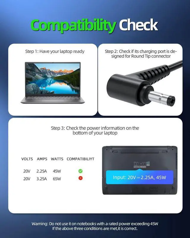 Alt view image 3 of 7 - 45W Charger Fit for  ADL45WCC ADL45WCG ADL45WCE PA-1450-55LL ADP-45DW B GX20L23044 Laptop Power Adapter-Safety Certified by UL/Extended 7.5ft Cord