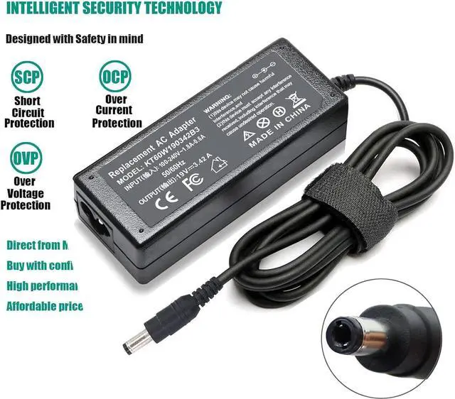 Alt view image 5 of 6 - 60W AC Adapter Laptop Charger for Toshiba Satellite C55 C55D C645 C650 C655 C675 C850 C850D C855 L450 L455 L455D L50 L505 L50D L55 L55D L635 C855D C875 P755 P770 P775 P840 P845 P855 Power Supply Cord
