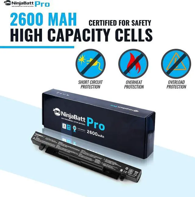 Alt view image 4 of 7 - NinjaBatt Pro Battery for Asus A41-X550A A41-X550 R510C X550C X550L X550J R510L X550CA X552E X550V K550L F550V X550A P550C X550EA X550D R510 X550VX F550C - Premium Cells [4 Cells/2600mAh/44Wh]