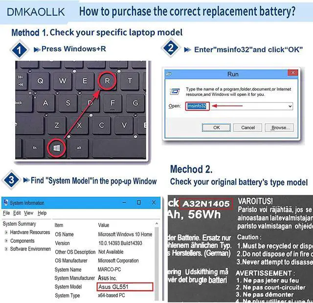 Alt view image 5 of 7 - DMKAOLLK A32N1405 A32LI9H Laptop Battery for Asus GL551 GL551J GL551JW GL551JW-DS71 GL551JW-DS74 GL551J-EH74 G551 G551J G551JM GL771J G771 G771J G771JW N551J N751-12 Month Warranty