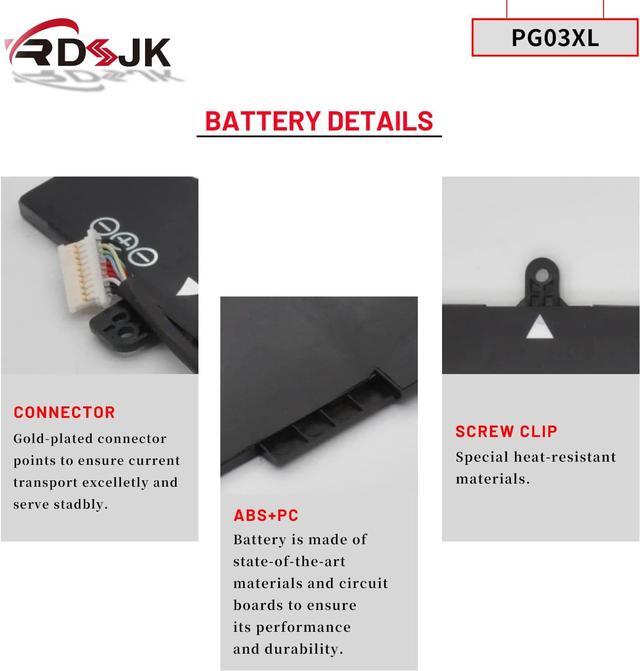 Alt view image 5 of 7 - PG03XL 11.55V 65Wh Laptop Battery for HP Spectre X360 15-AP012DX 15-AP011DX 15-AP 15-AP000 AP000NA AP000NF AP000NX AP001NF AP002NG Series 831758-005 HSTNN-LB7C 831532-421 831532-422 TPN-Q168 PG03064XL