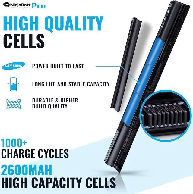 Alt view image 2 of 5 - NinjaBatt Pro Battery M5Y1K for Dell Inspiron 14 15 17 5000 3000 Series 5558 5555 5755 5559 3558 3451 3551 5758 5758 5551 5755 5458 WKRJ2 HD4J0 GXVJ3 07G07 6YFVW K185W - Premium Cells [2600mAh/38Wh]