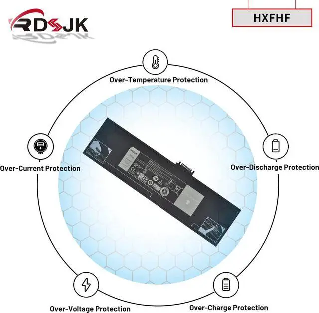 Alt view image 6 of 7 - HXFHF Laptop Battery Replacement for Dell Venue 11 Pro (7130) Tablet Venue 11 Pro 7139 7310 T07G T07G001 Series VJF0X VT26R XNY66 451-BBGR 451-12170 0VT26R VJFOX 7.4V 36Wh