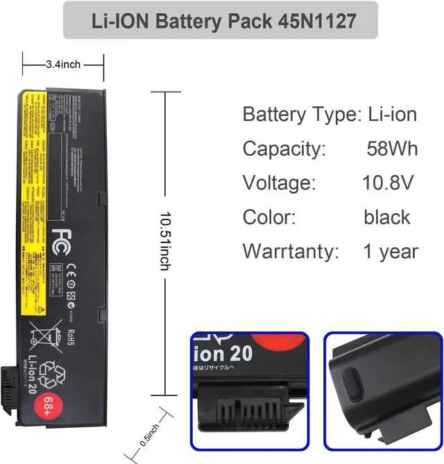 Alt view image 4 of 6 - 58WH 45N1128 X240 Battery Compatible with ThinkPad T440 T440s T450 T460 T460P T470P T550 T560 L450 L460 L470 P50S W550s X250 X260 X270 45N1125 45N1126 45N1127 45N1129