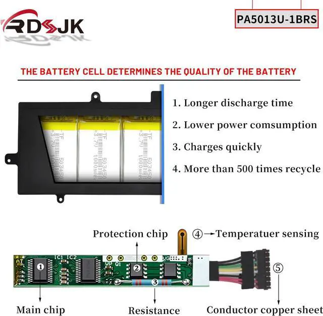 Alt view image 4 of 7 - PA5013U-1BRS Laptop Battery for Toshiba Portege Z830 Z830-10P Z830-BT8300 Z830-S8301 Z830-S8302 Z830-K08S Z835 Z835-P330 Z930 Z930-S9301 Z930-007 Z930-10M Z935 Z935-P300 Z935-P390 Series 14.8V 47Wh