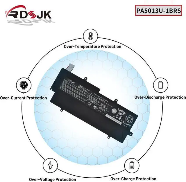 Alt view image 6 of 7 - PA5013U-1BRS Laptop Battery for Toshiba Portege Z830 Z830-10P Z830-BT8300 Z830-S8301 Z830-S8302 Z830-K08S Z835 Z835-P330 Z930 Z930-S9301 Z930-007 Z930-10M Z935 Z935-P300 Z935-P390 Series 14.8V 47Wh