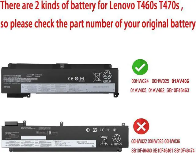 Alt view image 3 of 7 - 01AV406 Battery for Lenovo ThinkPad T460S T470S Series SB10J79003 01AV405 01AV462 00HW024 00HW025 00HW038 01AV407 01AV408 SB10J79002 L16M3P73 SB10K97605 SB10F46462 SB10F46463 SB10F46476 11.46V 27Wh