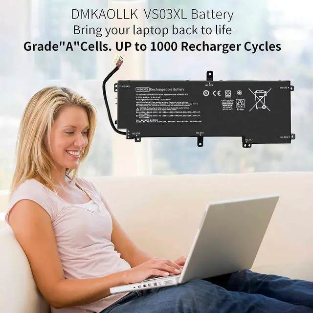 Alt view image 2 of 7 - VS03XL Battery for HP Envy 15T-AS000 15T-AS100 15T-AS100 CTO 15-AS 15-AS133CL X6V56UA 15-AS020NR 15-AS152NR 15-AS043CL 15-AS002LA 15-AS004LA 15-AS014WM HSTNN-UB6Y 849047-541 849313-850 3ICP7/61/80