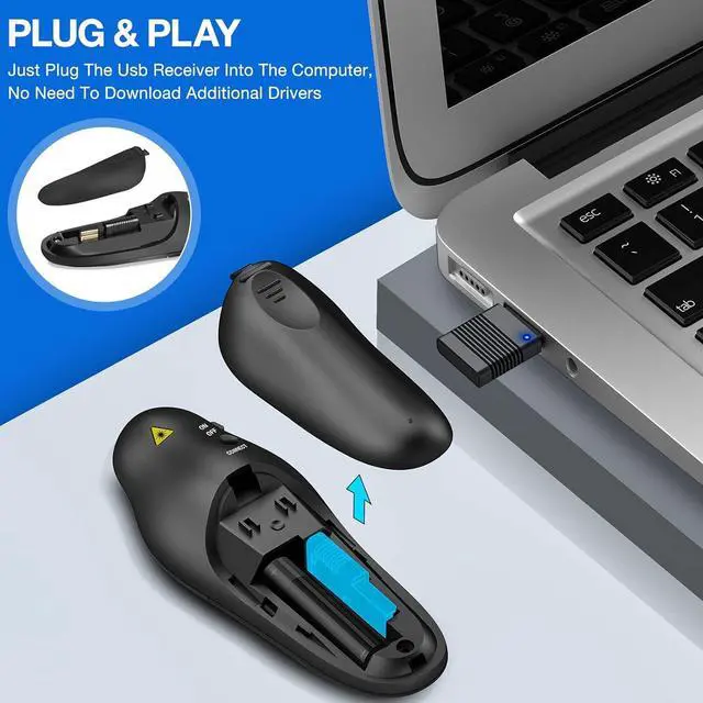 Alt view image 3 of 7 - Presentation Clicker Wireless Presenter Remote USB Control Powerpoint PPT Clicker Laser Pointer RF 2.4GHz Presenter Remote Google Slide Advancer Powerpoint Clicker for Computer/Laptop/Mac/Keynote