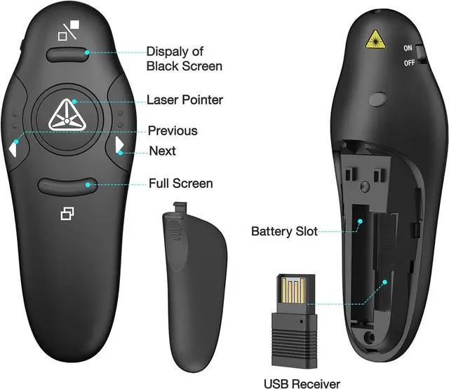 Alt view image 7 of 7 - Presentation Clicker Wireless Presenter Remote USB Control Powerpoint PPT Clicker Laser Pointer RF 2.4GHz Presenter Remote Google Slide Advancer Powerpoint Clicker for Computer/Laptop/Mac/Keynote