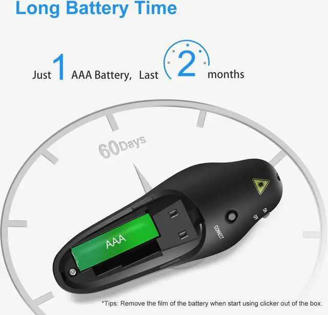 Alt view image 7 of 7 - Wireless Presentation Clicker for PowerPoint Presentations USB Dongle Presenter Remote with Laser Pointer Slide Clickers for Mac/Windows/Linux Computer/Laptop Google Slide/PPT/Keynote