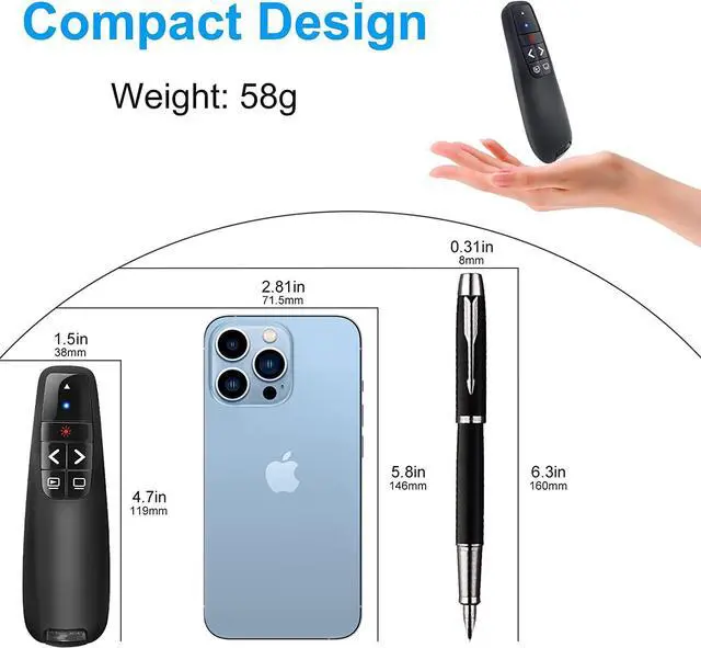 Alt view image 5 of 7 - Presentation Clickers for PowerPoint, Clicker for Laptop Presentations Remote, USB Wireless Presenter Remote, Power Point Remote Clicker for Computer/Mac/PPT/Google Slide Advancer