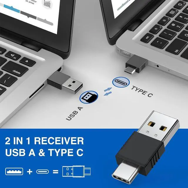 Alt view image 2 of 7 - DINOSTRIKE 2 in 1 Type C and USB Presentation Clicker for Powerpoint Presentations,RF 2.4GHz Wireless Presenter Remote Slide Advancer with Volume Control for Mac Laptop Computer Office Classroom
