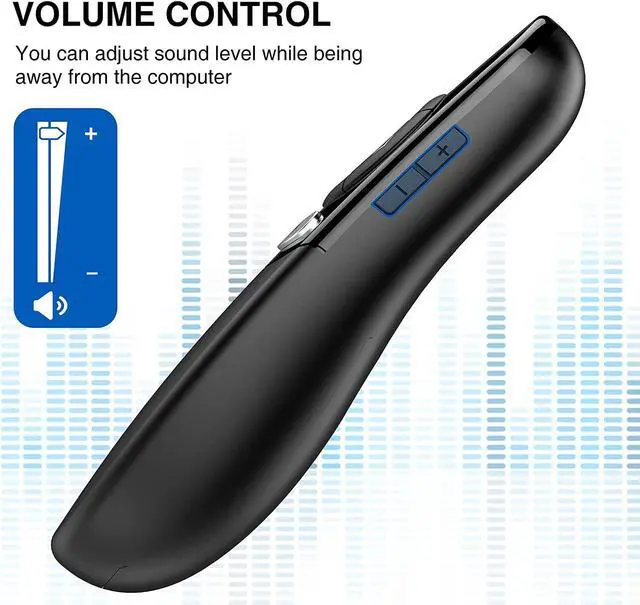 Alt view image 4 of 7 - DINOSTRIKE 2 in 1 Type C and USB Presentation Clicker for Powerpoint Presentations,RF 2.4GHz Wireless Presenter Remote Slide Advancer with Volume Control for Mac Laptop Computer Office Classroom