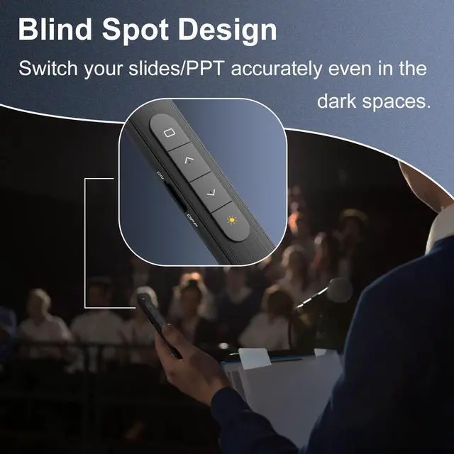 Alt view image 6 of 7 - Clicker for Laptop Presentations with Wireless Presenter Remote, 328FT/100m Remote Range Powerpoint Presentation Clickers Wireless Presenter Remotes for PPT/Google Slide Advancer, Toys for Pet/Cats