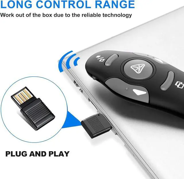 Alt view image 3 of 6 - Presentation Clicker Pointer Wireless Presenter Remote Control USB Presentation Remote PPT Clicker Slide Clicker Advancer for Mac/Win/Computer/Laptop