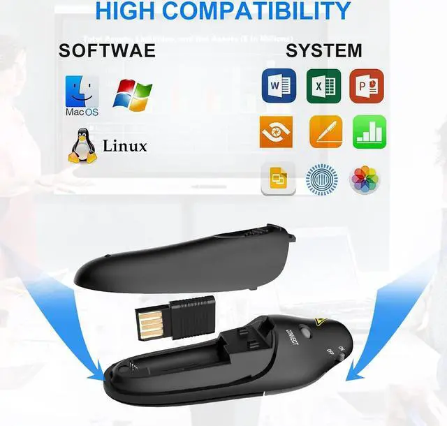 Alt view image 4 of 6 - Presentation Clicker Pointer Wireless Presenter Remote Control USB Presentation Remote PPT Clicker Slide Clicker Advancer for Mac/Win/Computer/Laptop