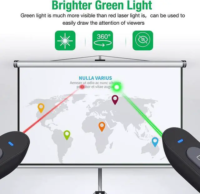 Alt view image 2 of 8 - Rechargeable Presentation Clicker with Green Light,PPT Powerpoint Remote Clicker for Presentations,Wireless Presenter Slide Changer Advancer Pointer with Volume Control for Laptop Computer