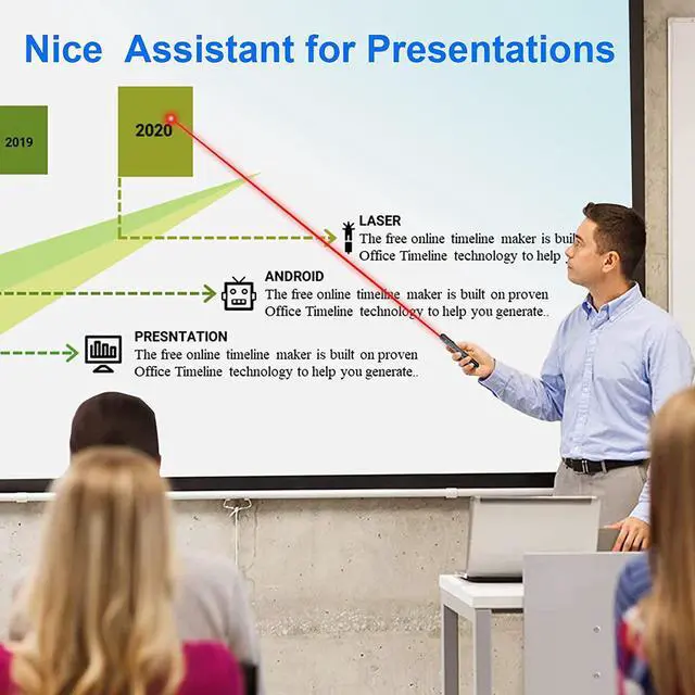 Alt view image 2 of 7 - Wireless Presentation Clicker, 2 in 1 USB Type C Powerpoint Clicker with Laser Pointer, Clicker for Powerpoint Presentation Remote PPT PowerPoint Clicker for Mac,Computer, Keynote,Laptop