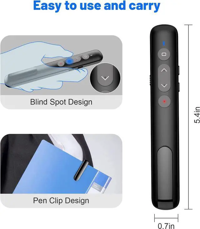 Alt view image 6 of 7 - Wireless Presentation Clicker, 2 in 1 USB Type C Powerpoint Clicker with Laser Pointer, Clicker for Powerpoint Presentation Remote PPT PowerPoint Clicker for Mac,Computer, Keynote,Laptop
