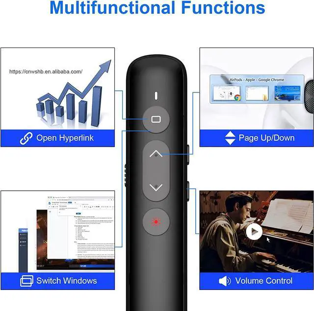 Alt view image 5 of 7 - Wireless Presentation Clicker, 2 in 1 USB Type C Powerpoint Clicker with Laser Pointer, Clicker for Powerpoint Presentation Remote PPT PowerPoint Clicker for Mac,Computer, Keynote,Laptop