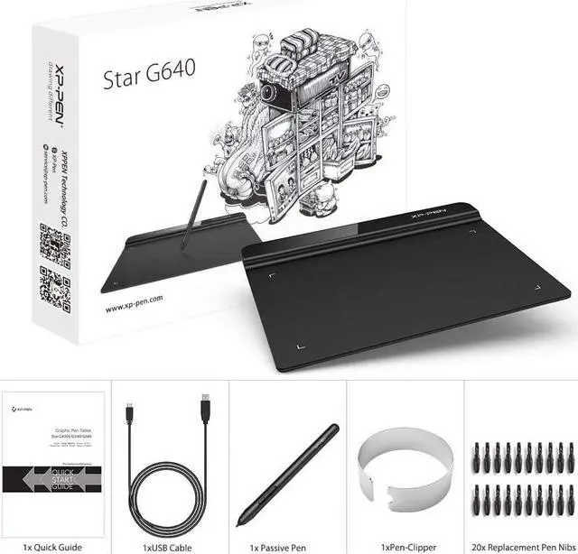 Alt view image 4 of 4 - Drawing Tablet XPPen StarG640 Digital Graphic Tablet 6x4 Inch Art Tablet with Battery-Free Stylus Pen Tablet for Mac, Windows and Chromebook (Drawing/E-Learning/Remote-Working)