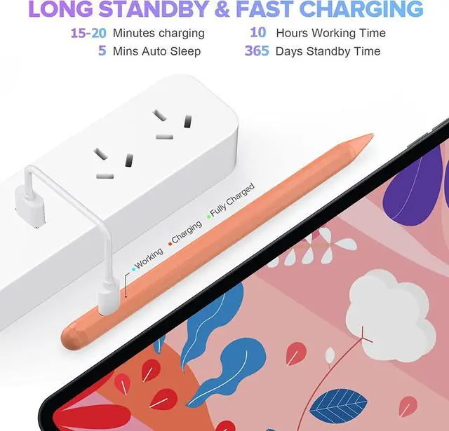 Alt view image 6 of 7 - Stylus Pen for iPad 9th&10th Generation-2X Fast Charge Active Pencil Compatible with 2018-2023 Apple iPad Pro11&12.9 inch, iPad Air 3/4/5,iPad 6-10,iPad Mini 5/6 Gen-Orange