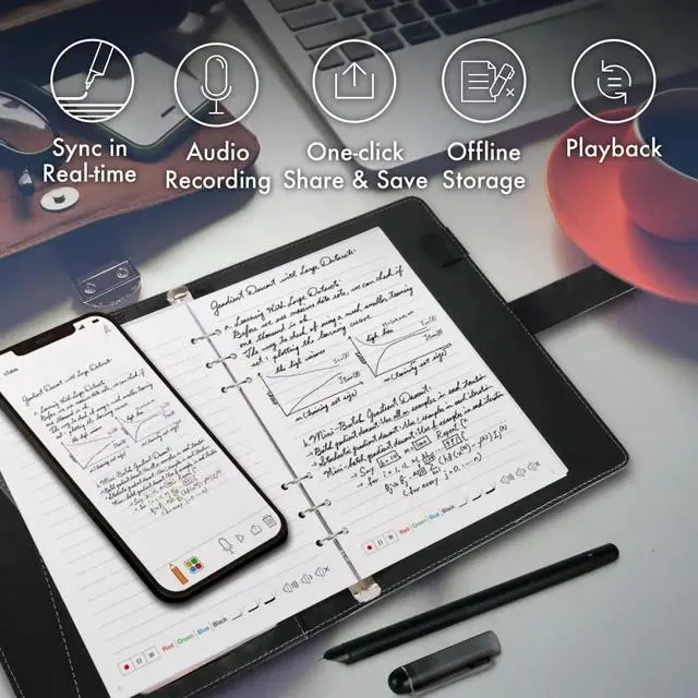 Alt view image 2 of 7 - Ophaya 3 in 1 Digital Pen Smart Pen Writing Set, Includes Smartpen, Smart Notebook & Reusable Writing Tablet, Use with Ophaya App for Notes Taking, Recording, Storing, Compatible with Android and iOS