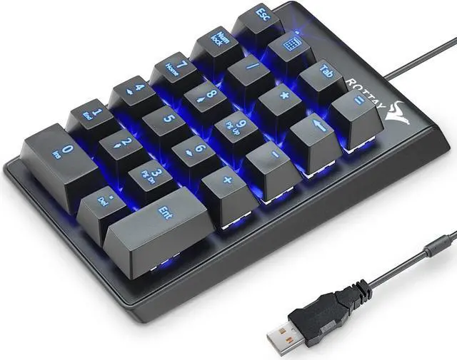Main image of Mechanical Numeric Keypad, 22-Key USB Numpad for Laptop with LED Backlight | For Desktop Computers, Accounting, Spreadsheets, and Data Entry, Adding Convenient Number Input without Taking Desk Space