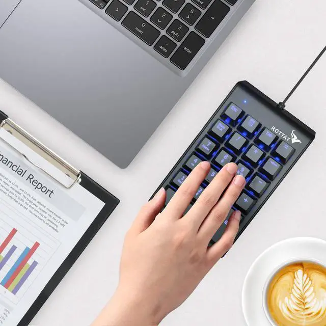 Alt view image 7 of 7 - Mechanical Numeric Keypad, 22-Key USB Numpad for Laptop with LED Backlight | For Desktop Computers, Accounting, Spreadsheets, and Data Entry, Adding Convenient Number Input without Taking Desk Space