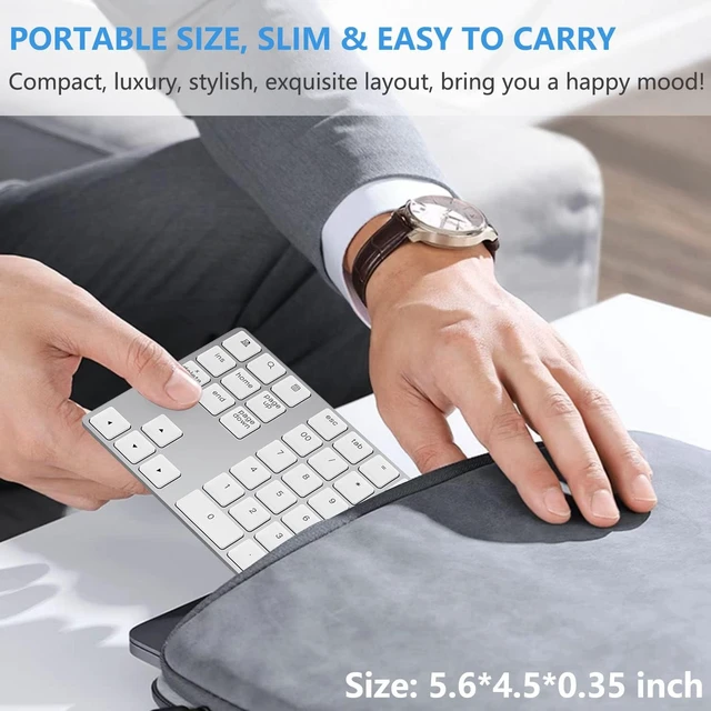 Alt view image 7 of 7 - Lekvey Bluetooth Number Pad, Aluminum Rechargeable Wireless Numeric Keypad