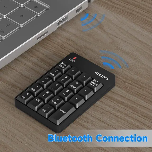 Alt view image 2 of 7 - MOFII Bluetooth 5.1 Number Pad Wireless Numeric Keypad Silent 19 Keys USB Keypads, Portable Financial Accounting Numpad 10 Key for Laptop/Notebook/Surface Pro/PC - Black