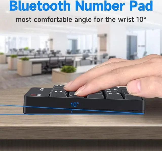 Alt view image 4 of 7 - MOFII Bluetooth 5.1 Number Pad Wireless Numeric Keypad Silent 19 Keys USB Keypads, Portable Financial Accounting Numpad 10 Key for Laptop/Notebook/Surface Pro/PC - Black