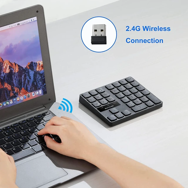 Alt view image 2 of 6 - SurnQiee Wireless Numeric Keypad, 2.4G Rechargeable Number Pad 35-Keys for Efficient Data Input