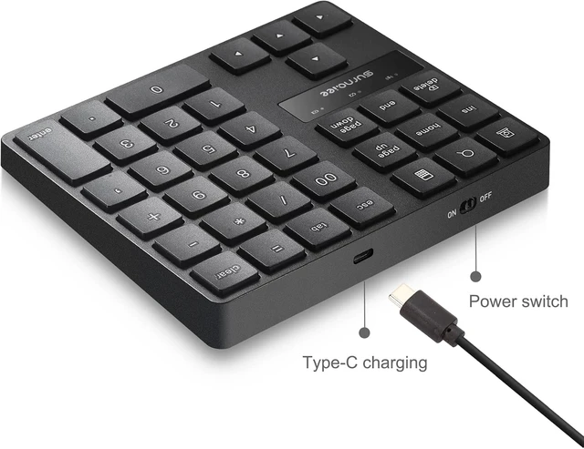 Alt view image 3 of 6 - SurnQiee Wireless Numeric Keypad, 2.4G Rechargeable Number Pad 35-Keys for Efficient Data Input