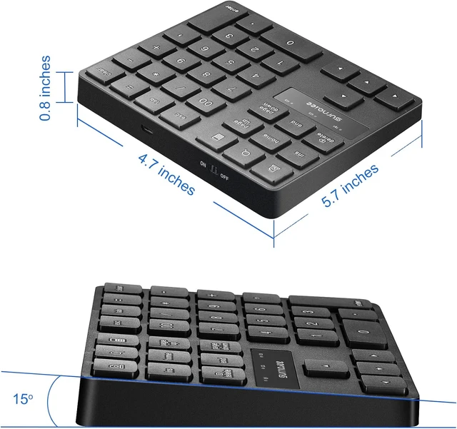 Alt view image 4 of 6 - SurnQiee Wireless Numeric Keypad, 2.4G Rechargeable Number Pad 35-Keys for Efficient Data Input