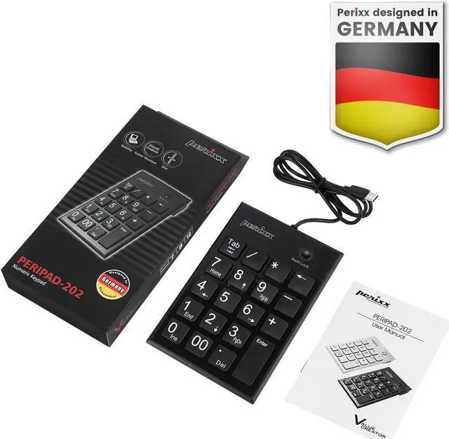 Alt view image 6 of 7 - Perixx PERIPAD-202C Wired USB-C Slim Numeric Keypad - Scissor Keys with 2 USB-A Hubs and Tab Key - Compatible for Tablet, Laptop, & Desktop - Black