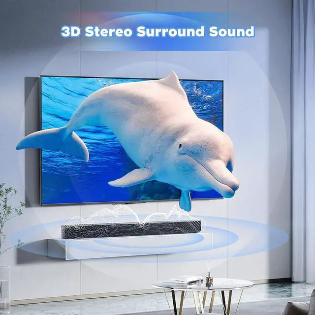 Alt view image 7 of 7 - Sound Bar, Bass Speakers for Smart TV with Dual Subwoofer 3D Surround Sound System, 32 Inch 2.2CH Home Theater Audio Soundbar, HDMI ARC Connection, 2 in 1 Detachable & Wall Mountable