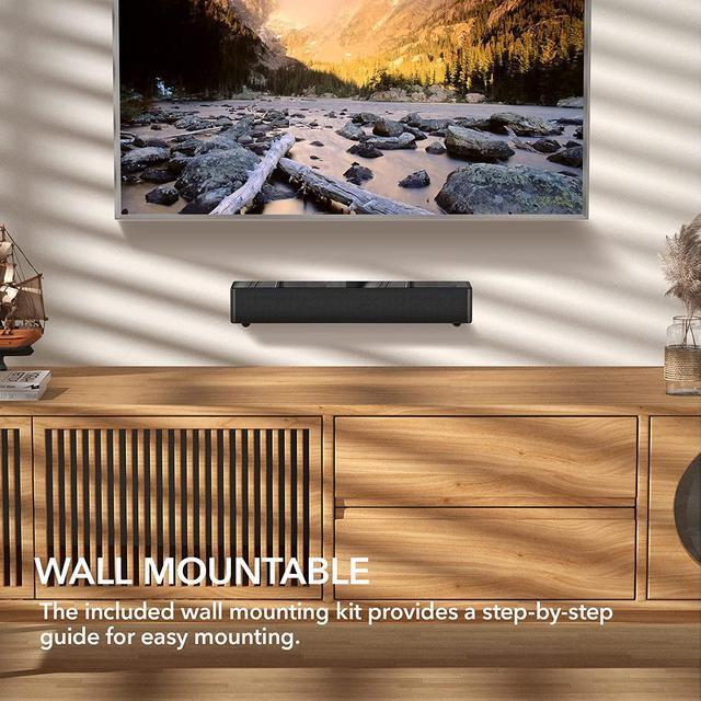 Alt view image 6 of 7 - 2.1 CH Sound Bar with Built-in Subwoofer, Small Soundbar for TV, PC, Gaming, Mini TV Speaker with Bluetooth/HDMI ARC/Optical/AUX/USB Connections
