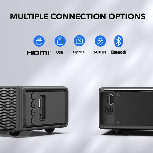 Alt view image 5 of 7 - 2.1 CH Sound Bar with Built-in Subwoofer, Small Soundbar for TV, PC, Gaming, Mini TV Speaker with Bluetooth/HDMI ARC/Optical/AUX/USB Connections