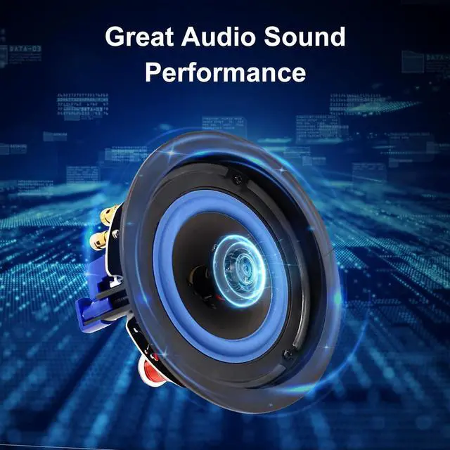 Alt view image 2 of 7 - Herdio 4 Inch 320 Watts 2-Way Bluetooth Ceiling Speakers Package Perfect for Home Theater System, Living Room,Office,Flush Mount4 Speakers