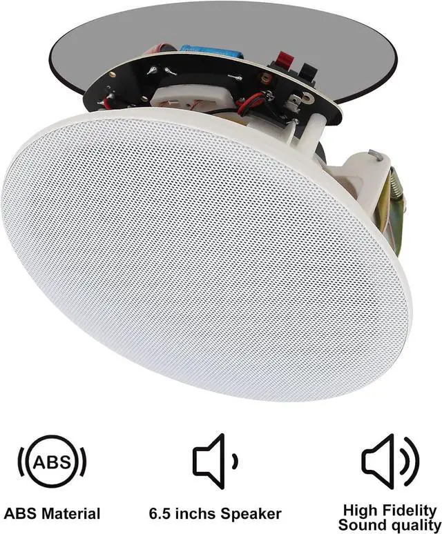 Alt view image 7 of 7 - Herdio in Ceiling Speakers, 6.5 Inch 600 Watts Flush Mount Passive Wired for Kitchen,Living Room,Office(4 Speakers)