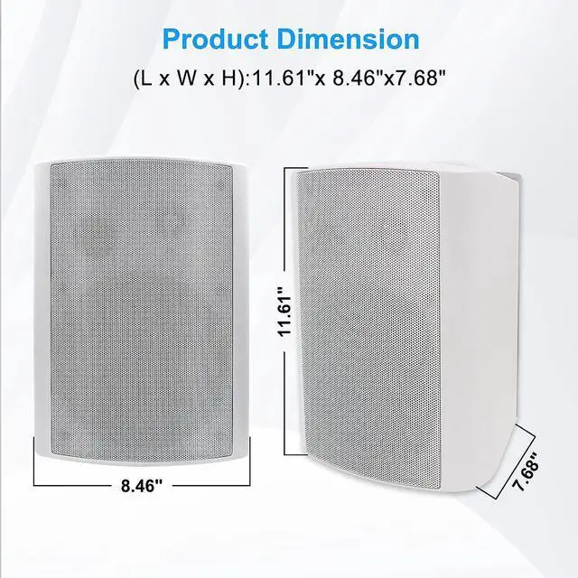 Alt view image 5 of 7 - Herdio 6.5 Inches Indoor Outdoor Bluetooth Speakers Waterproof Wireless with Powerful Bass,Wall Mount Speakers Wired Weather Resistant for Patio Home Deck Porch Backyard 400 Watts(White)