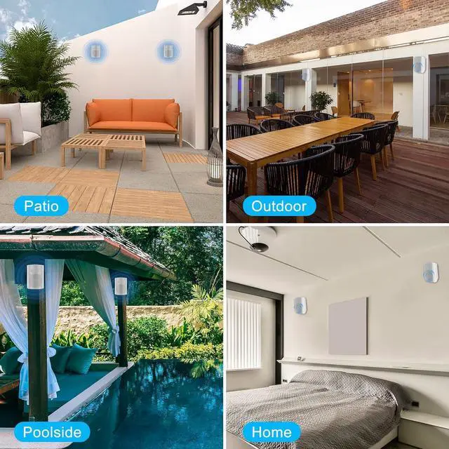 Alt view image 7 of 7 - Herdio 6.5 Inches Indoor Outdoor Bluetooth Speakers Waterproof Wireless with Powerful Bass,Wall Mount Speakers Wired Weather Resistant for Patio Home Deck Porch Backyard 400 Watts(White)