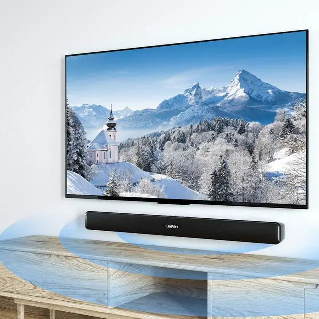 Alt view image 2 of 7 - RIOWOIS Sound Bar, Sound Bars for TV, Soundbar, Surround Sound System Home Theater Audio with Wireless Bluetooth 5.0 for PC Gaming, AUX/Opt/Coax Connection, Remote Control Wall Mountable